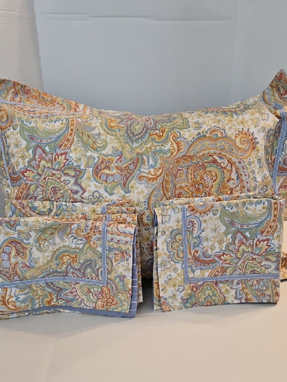 Charter Club Collection Multi-Color Paisley Reverse Blue Stripe Full Duvet Set